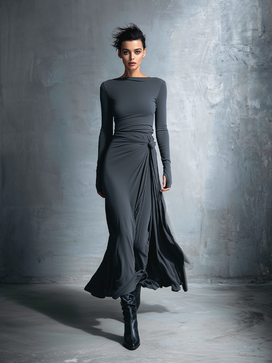 Sabaudia - Vestido Maxi Cruzado con Nudo