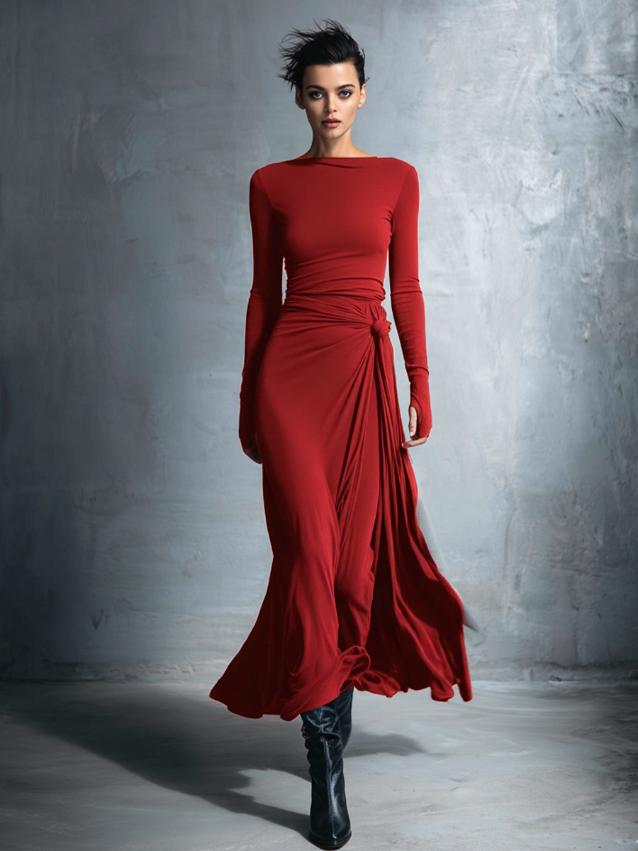 Sabaudia - Vestido Maxi Cruzado con Nudo
