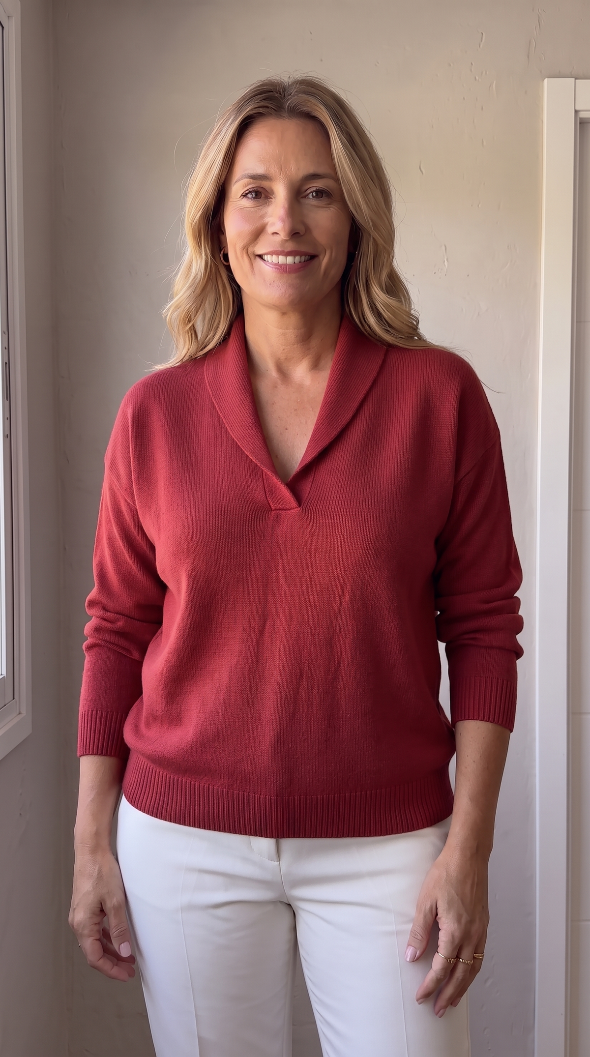 Bressanone - Jersey con cuello de pico en rojo
