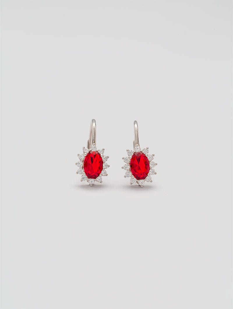 Limone - Pendientes con Colgante Rojo