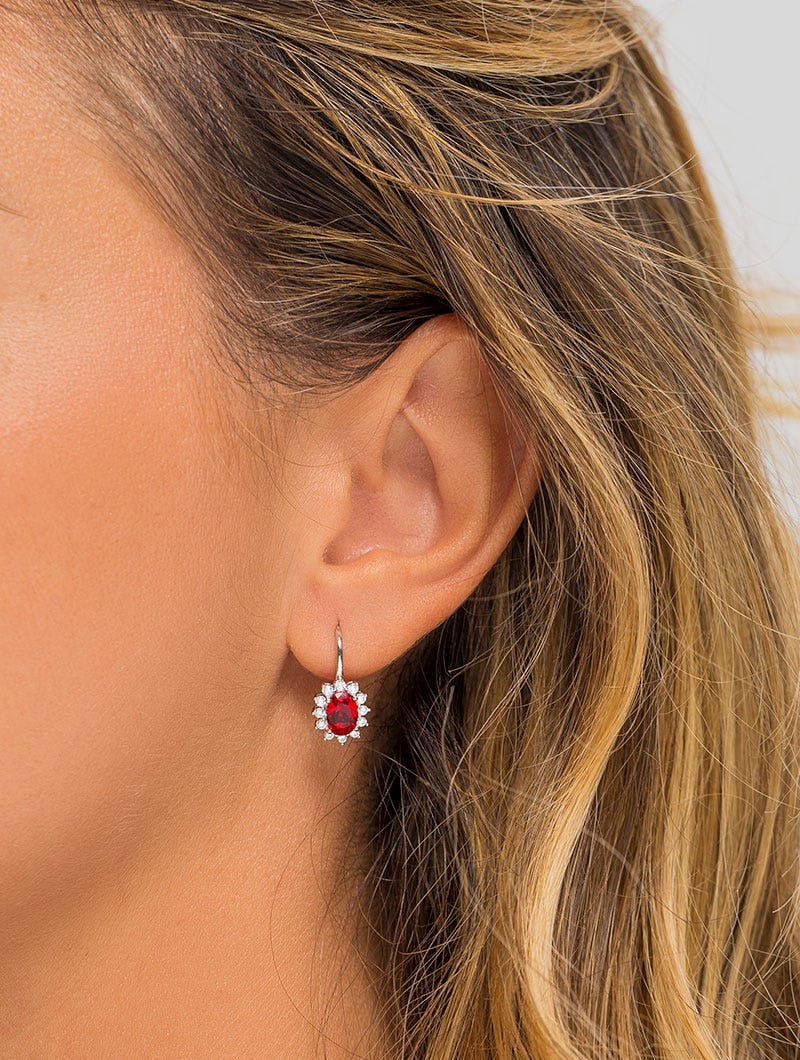 Limone - Pendientes con Colgante Rojo
