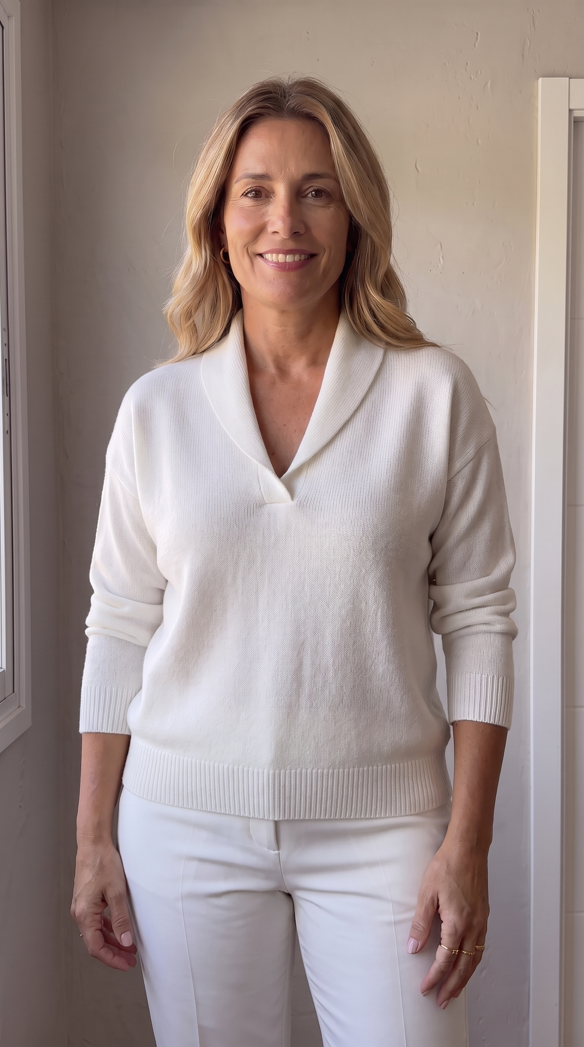 Bressanone - Jersey con cuello de pico en blanco