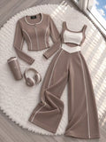 Livia - Conjunto Sporty Chic de Tres Piezas, color camel