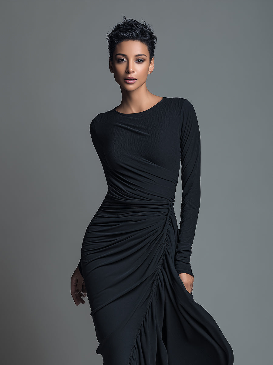 Firenze - Vestido Maxi de Punto Jersey con Fruncidos
