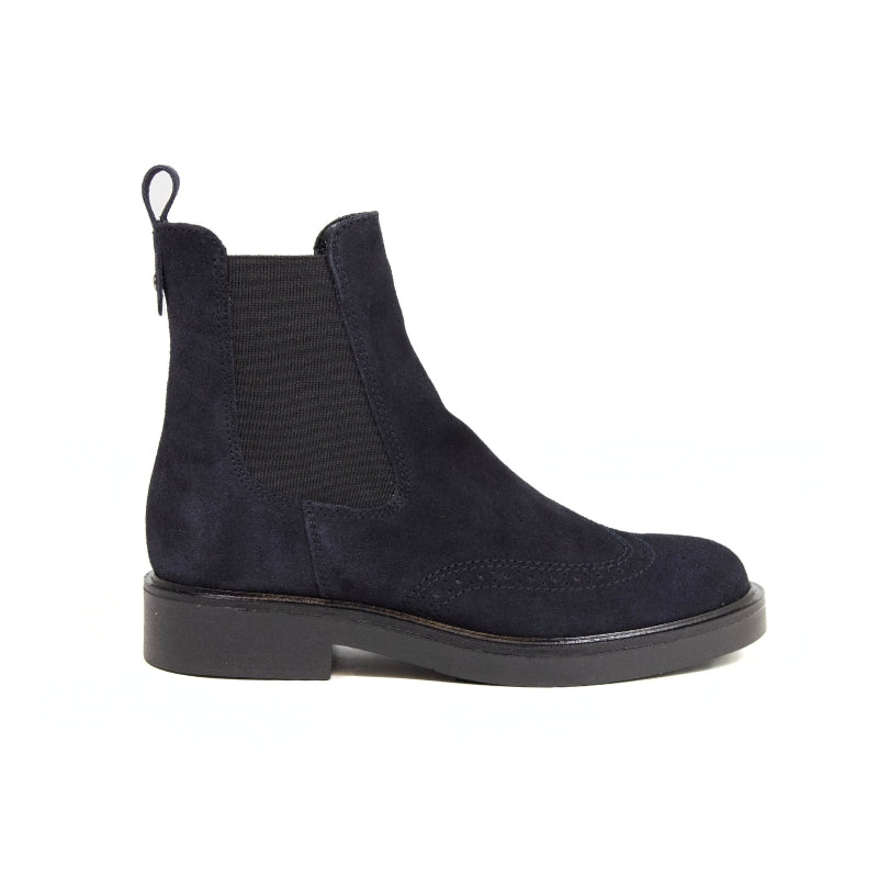 Lecco - Botines Chelsea de Ante Azul Marino con Brogue