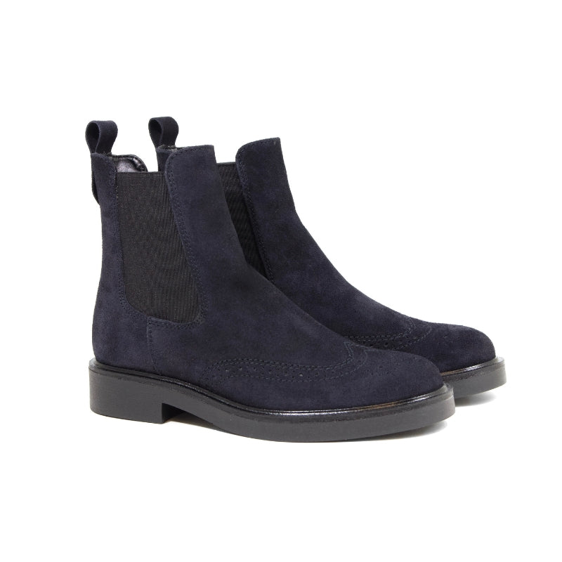 Lecco - Botines Chelsea de Ante Azul Marino con Brogue