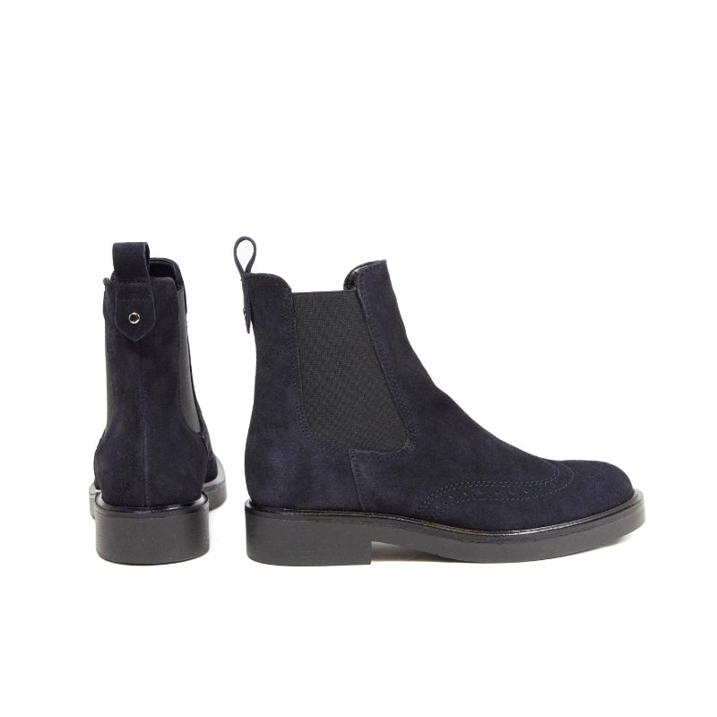 Lecco - Botines Chelsea de Ante Azul Marino con Brogue