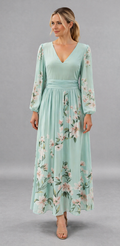 Sirolo - Vestido Largo Floral en Verde Mint