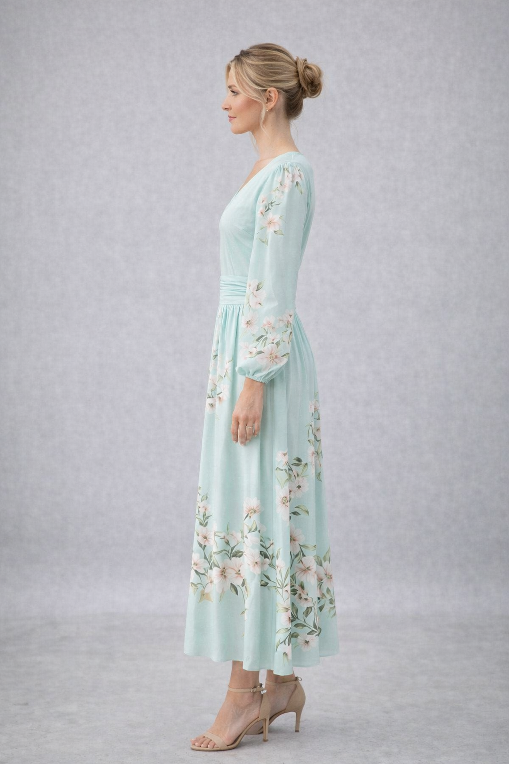Sirolo - Vestido Largo Floral en Verde Mint