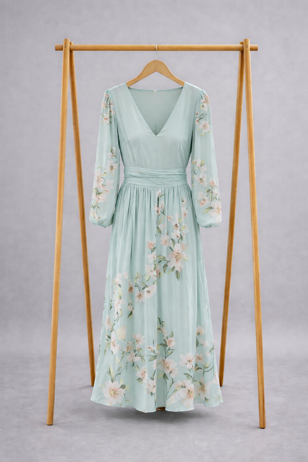 Sirolo - Vestido Largo Floral en Verde Mint