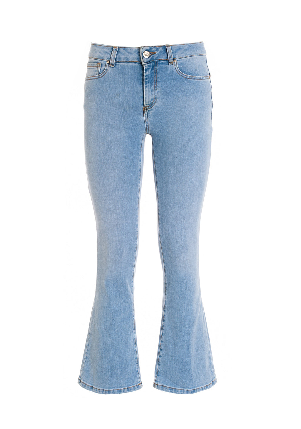 Treviso - Vaqueros Flare Cropped en Denim Lavado Claro