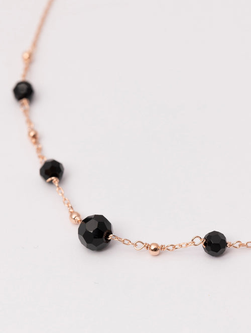 Alassio - Collar en Oro Rosa con Piedras Negras