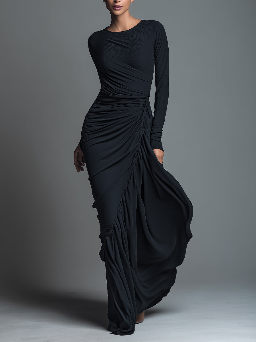 Firenze - Vestido Maxi de Punto Jersey con Fruncidos