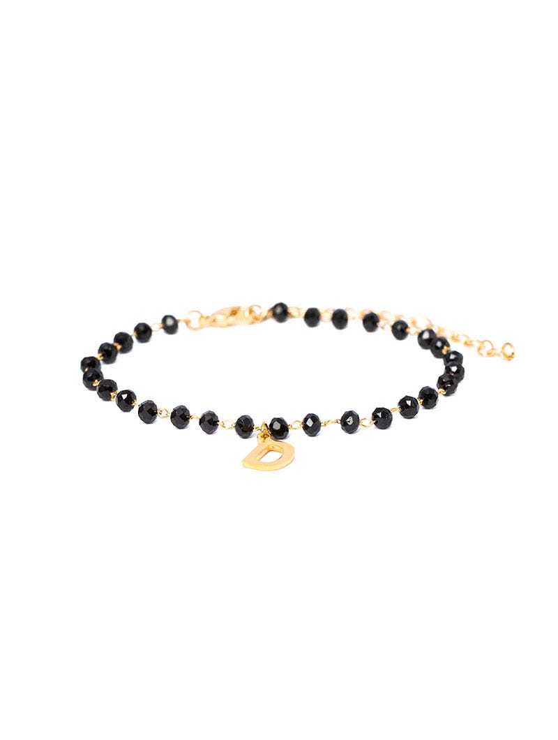 Iseo - Pulsera de Letra Personalizada en Negro y Oro
