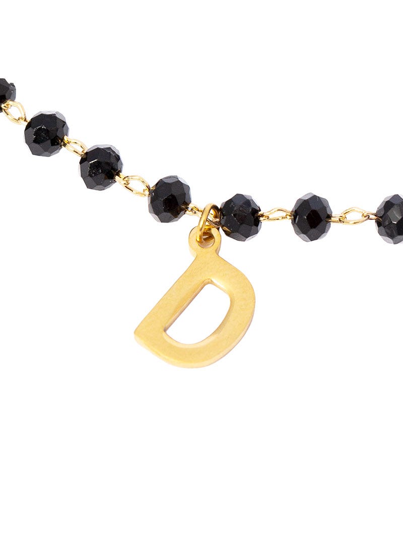 Iseo - Pulsera de Letra Personalizada en Negro y Oro