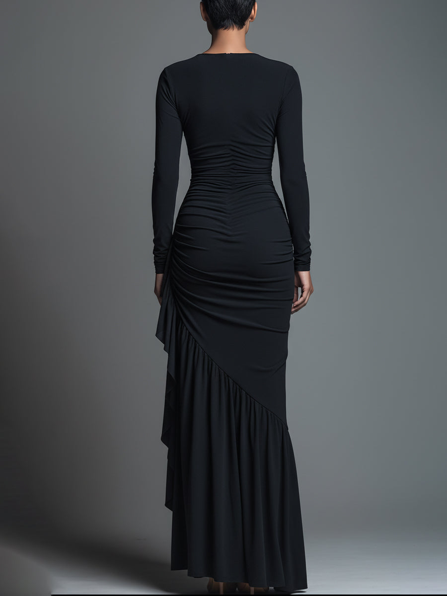 Firenze - Vestido Maxi de Punto Jersey con Fruncidos