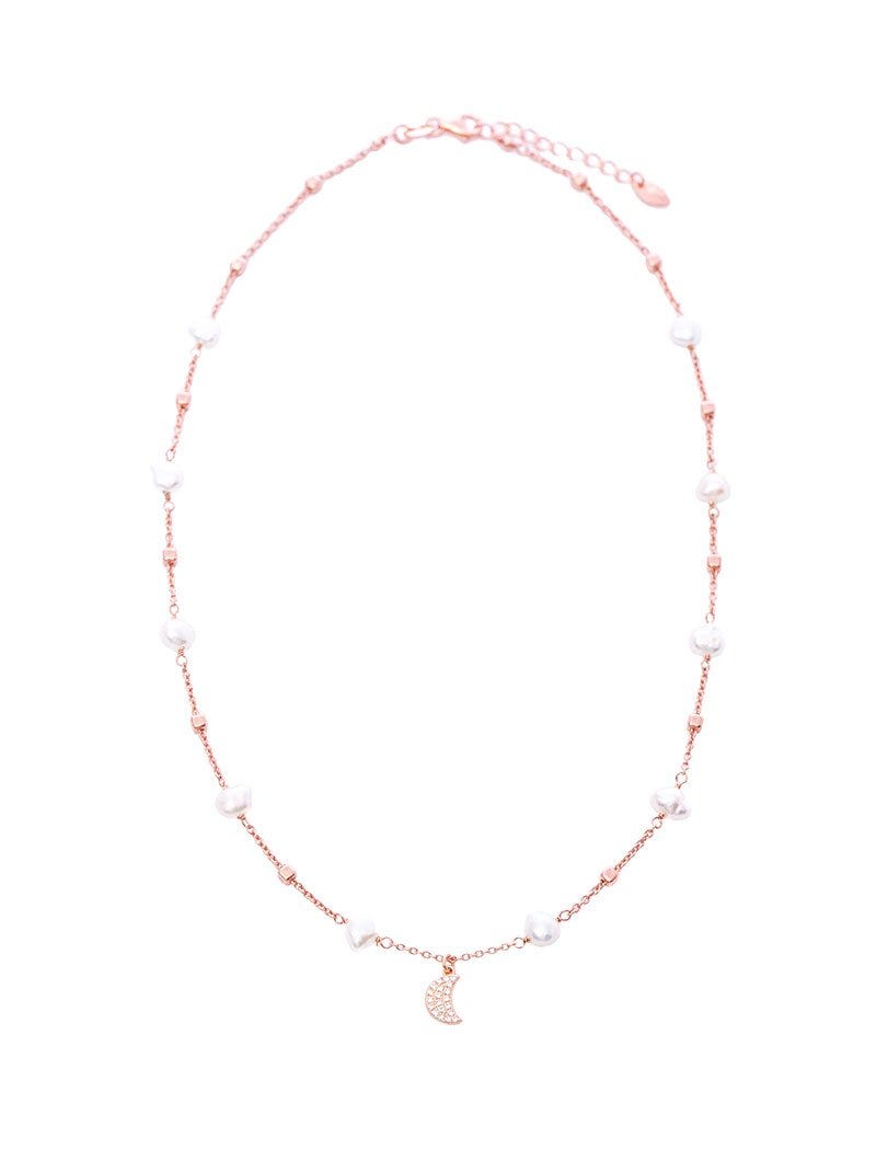 Burano - Collar en Oro Rosa con Perlas Cúbicas