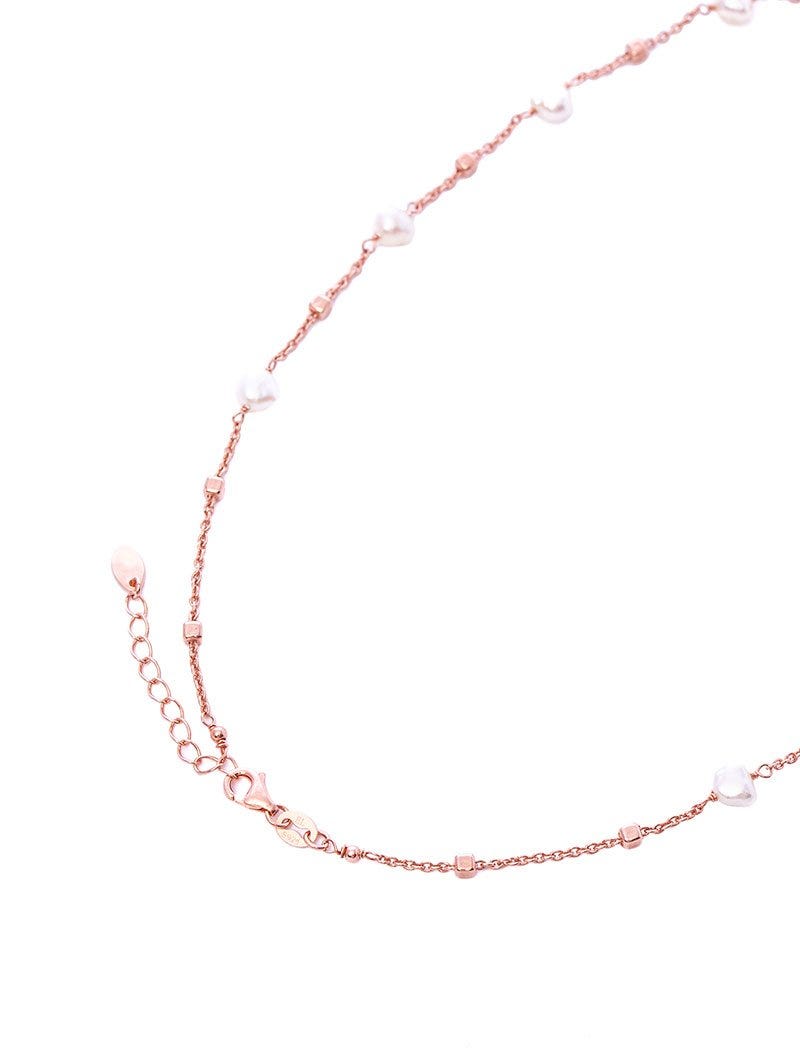 Burano - Collar en Oro Rosa con Perlas Cúbicas