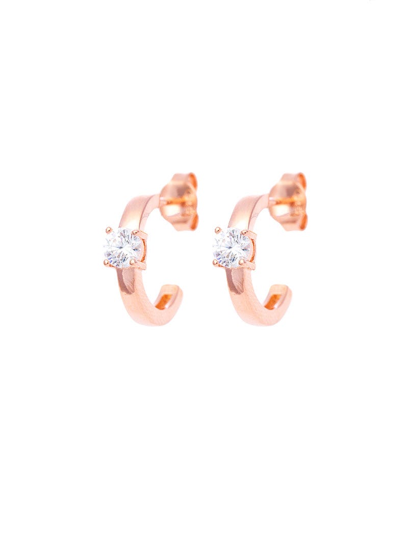 Volterra - Pendientes en Oro Rosa con Brillo Blanco