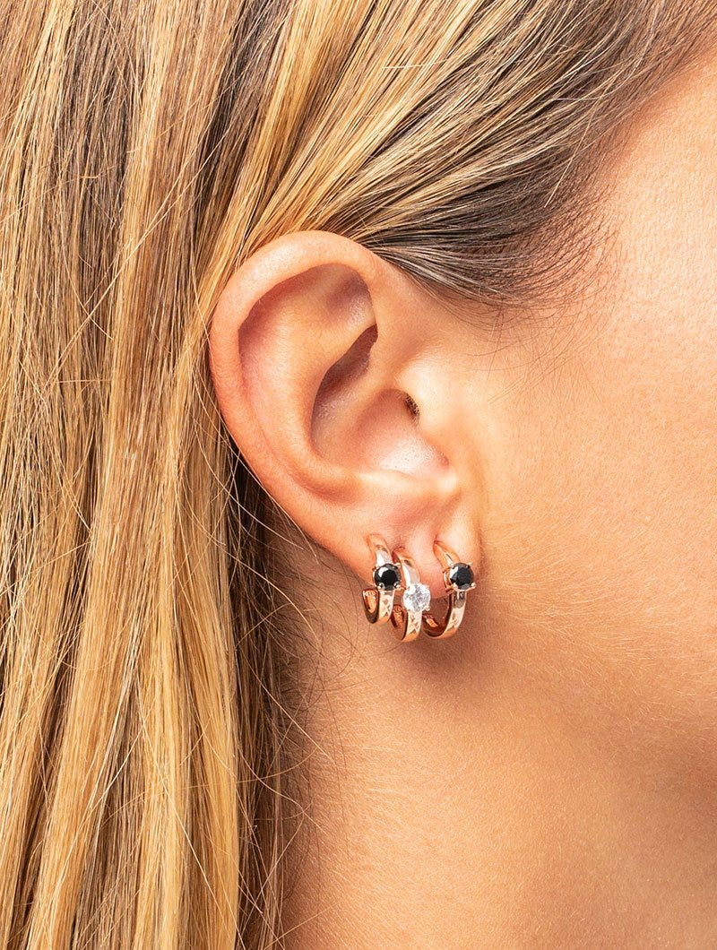 Volterra - Pendientes en Oro Rosa con Brillo Blanco