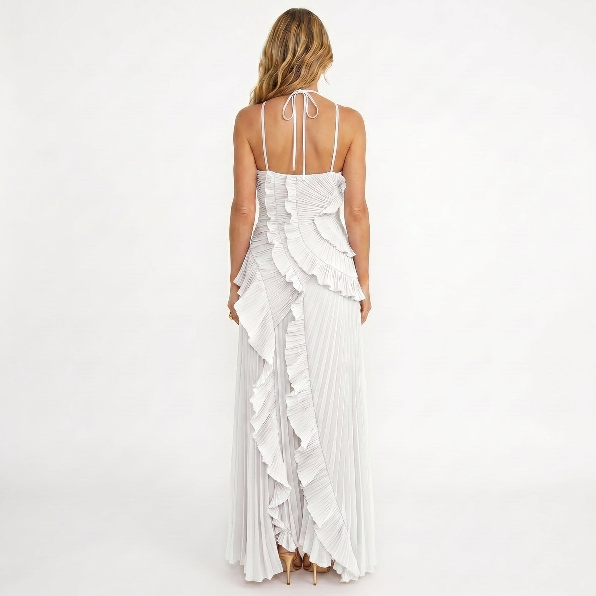 Ischia - Vestido Plisado con Volantes Elegante