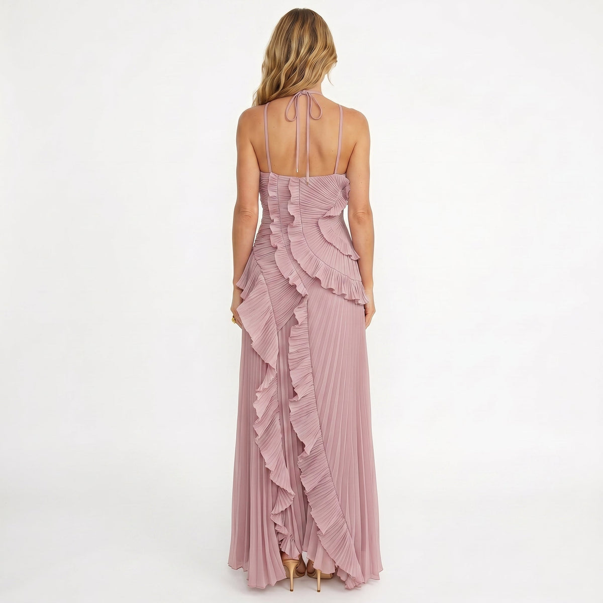 Ischia - Vestido Plisado con Volantes Elegante