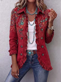 Carlotta - Chaqueta Bohemia Paisley Roja con Volantes