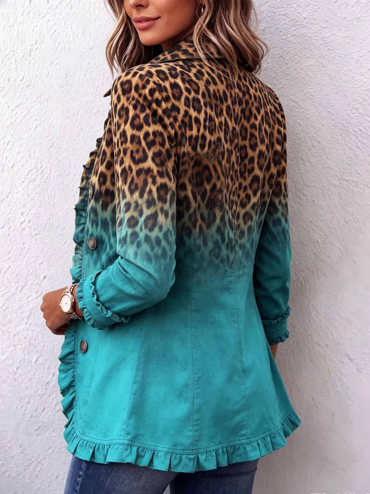 Bice - Blazer Leopardo Degradado Turquesa