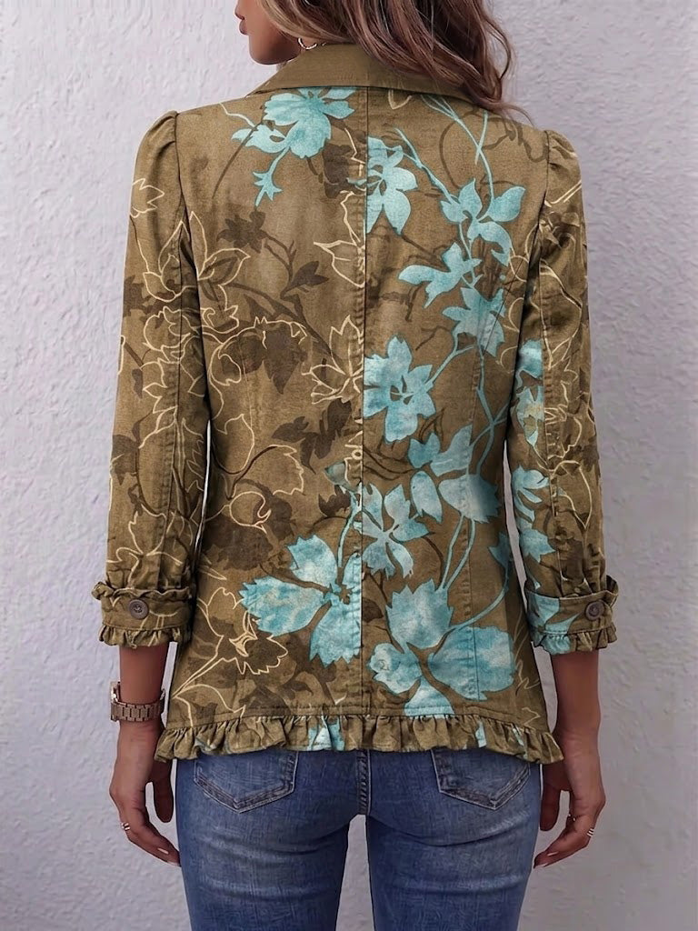Bianca - Chaqueta Bohemia Floral Vintage Degradada con Volantes