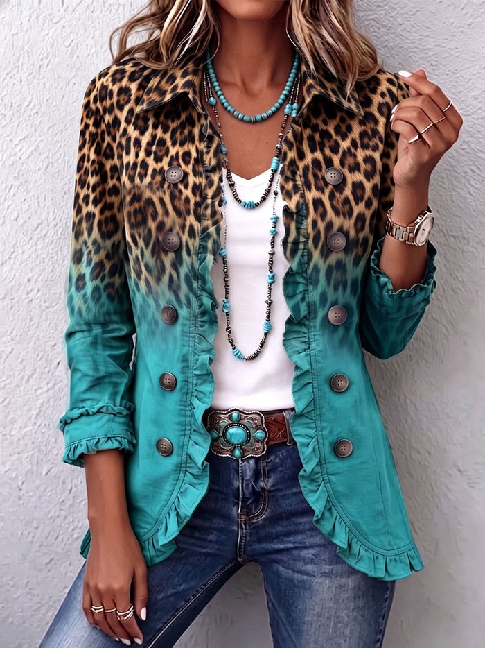 Bice - Blazer Leopardo Degradado Turquesa