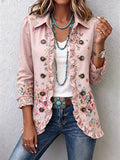 Martina - Chaqueta Floral Rosa con Volantes y Botones