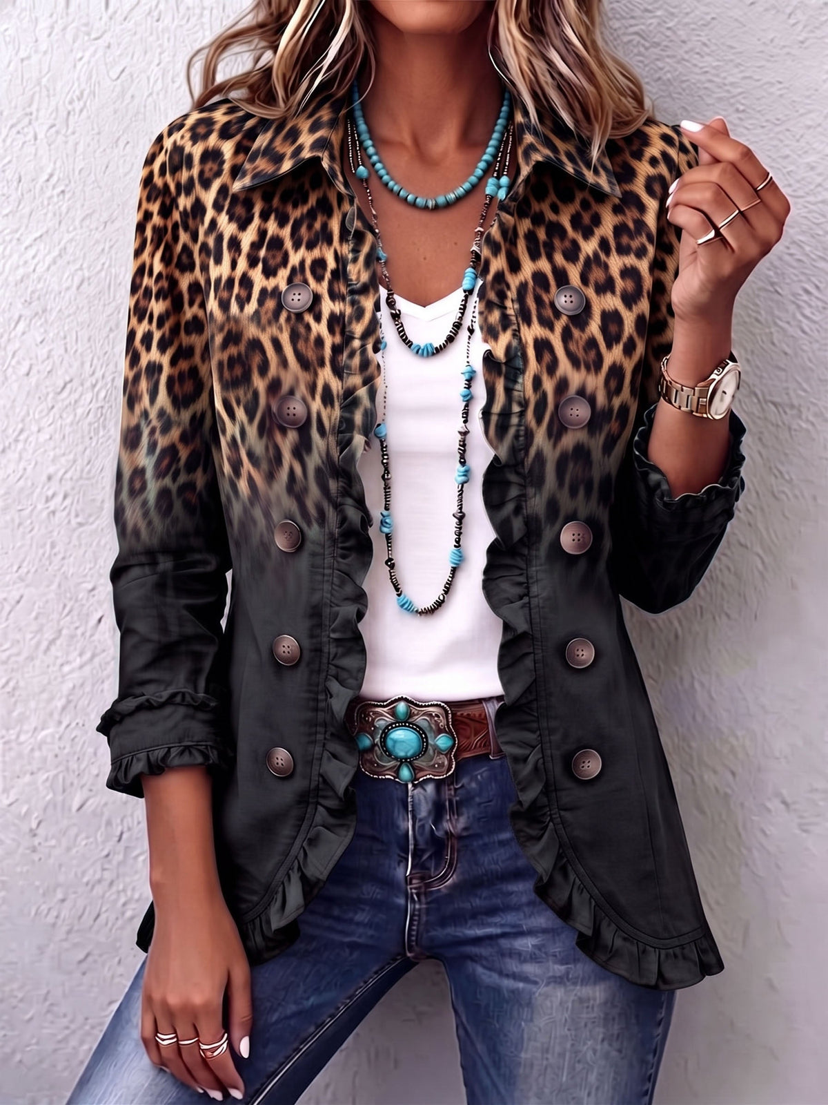 Valentina - Blazer Leopardo Degradado Antracita