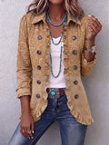 Chiara - Chaqueta Western Estampada Caqui con Volantes