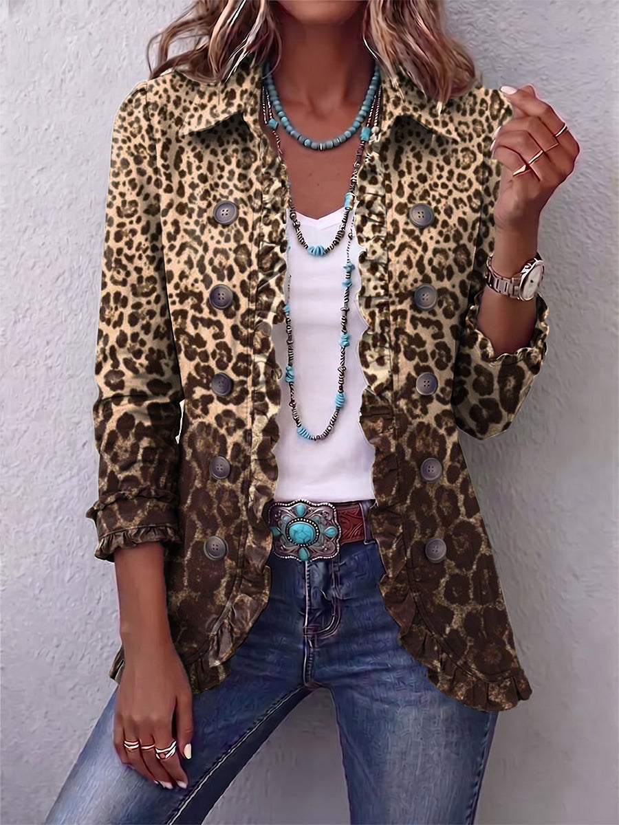 Ombretta - Chaqueta Leopardo Multicolor con Volantes