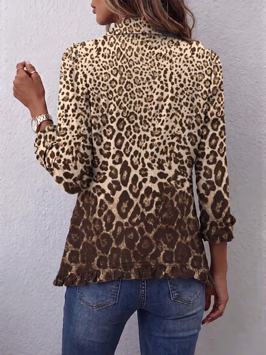 Ombretta - Chaqueta Leopardo Multicolor con Volantes