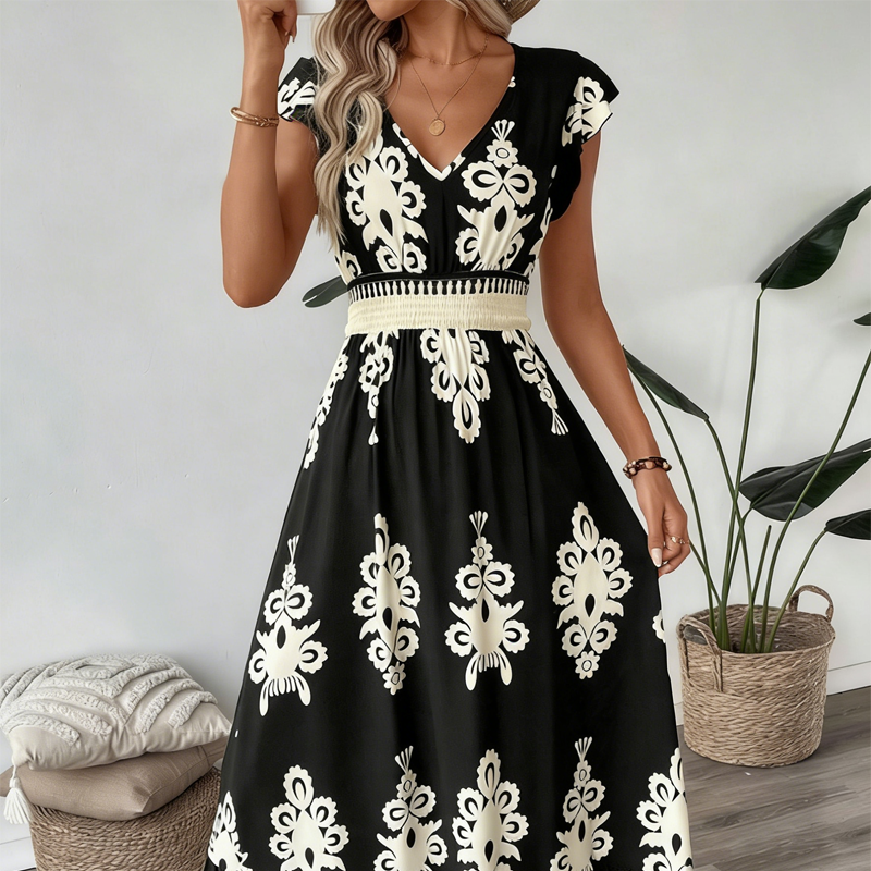 Palermo - Vestido Largo Fluido con Cuello en V
