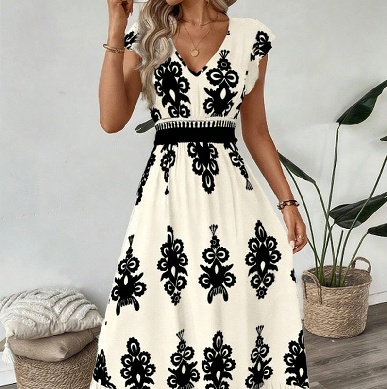Palermo - Vestido Largo Fluido con Cuello en V