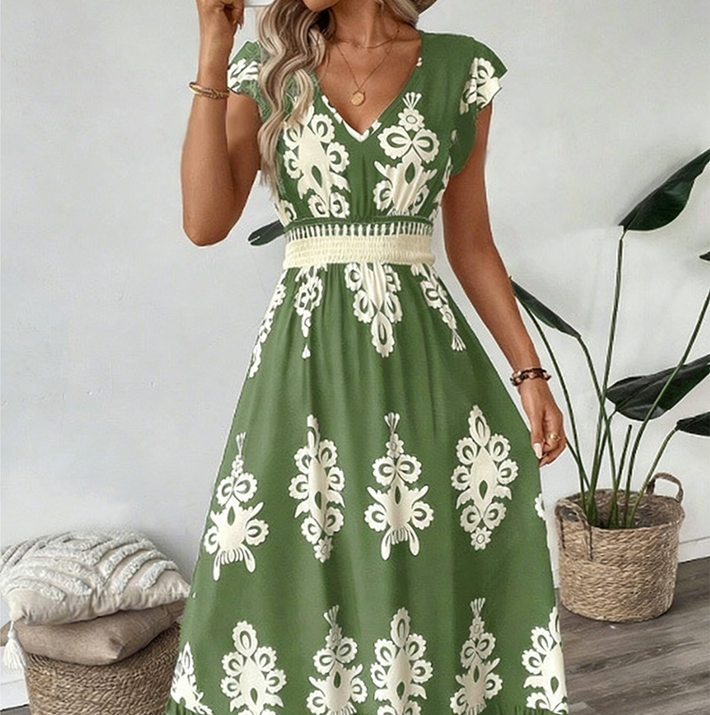 Palermo - Vestido Largo Fluido con Cuello en V