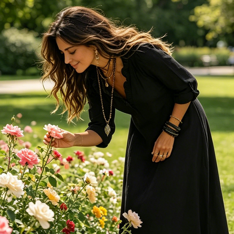 Otranto - Vestido Maxi Boho Cuello en V con Volantes