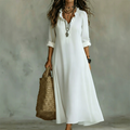 Otranto - Vestido Maxi Boho Cuello en V con Volantes